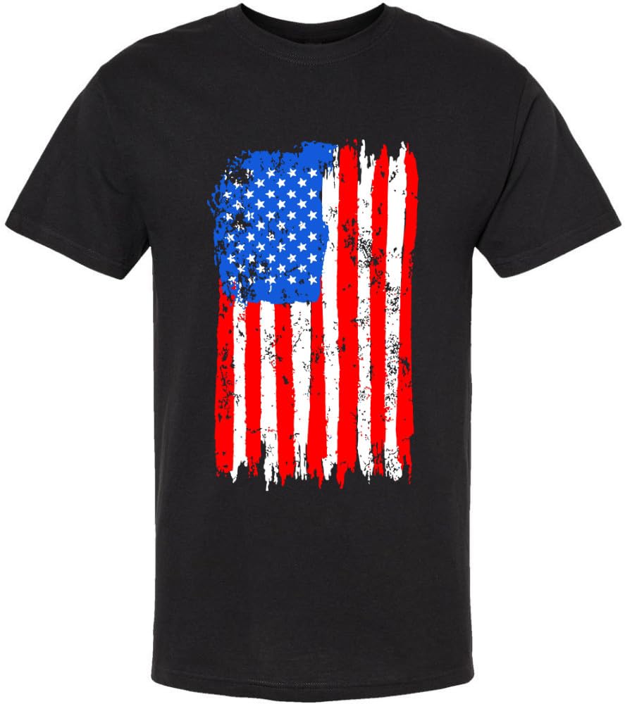 Black USA Flag Thin Line Short Sleeve T-Shirt Patriotic American Support First Responders Tee