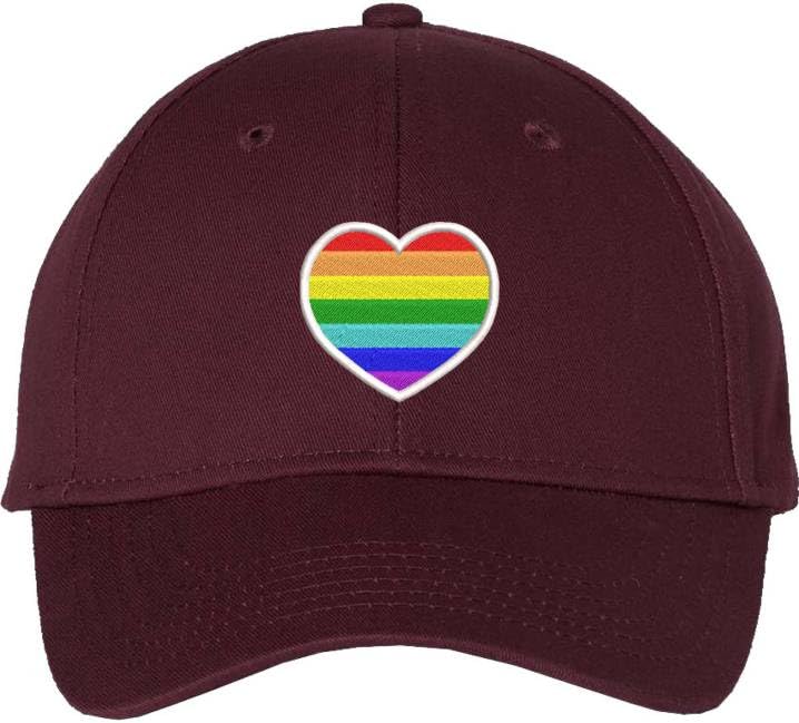 Rainbow Heart Embroidered Baseball Cap LGBTQ+ Pride Love Colors All Gender Structured Hat