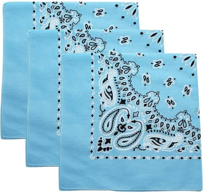 Trainmen Paisley Bandanas Head Scarf Do-rag 100% Cotton Bandanna Head Cover 22" x 22", 3 Pack