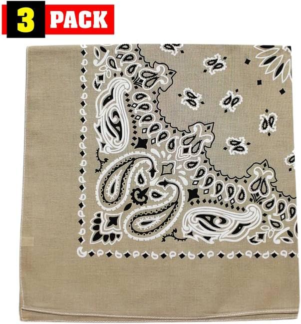 Trainmen Paisley Bandanas Head Scarf Do-rag 100% Cotton Bandanna Head Cover 22" x 22", 3 Pack