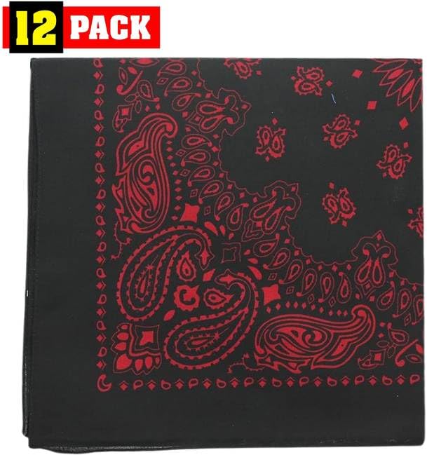 Trainmen Paisley Bandanas Scarf Do-rag Cotton Biker Head Rags Classic Bandanna 22" x 22" (12 Pack)