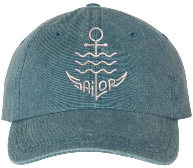 Sailor Anchor Embroidered Dad Cap | Vintage Washed Cotton Ship Crew Captain First Mate Baseball Hat