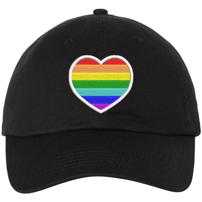 Rainbow Heart Embroidered Dad Hat LGBTQ+ Pride Fashion Gender Neutral Adjustable Baseball Cap