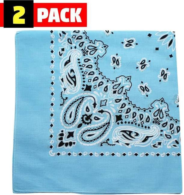 Trainmen Paisley Bandana Head Scarf Do-rag 100% Cotton Bandanna Cover 22" x 22", 2 Pack