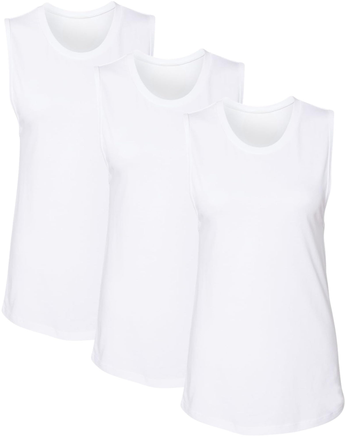 Women's Jersey Muscle Tank Top Shirts | Soft Cotton Relaxed Fit Workout Cami Shirts | Sleeveless Athletic Tanks (3-Pack)