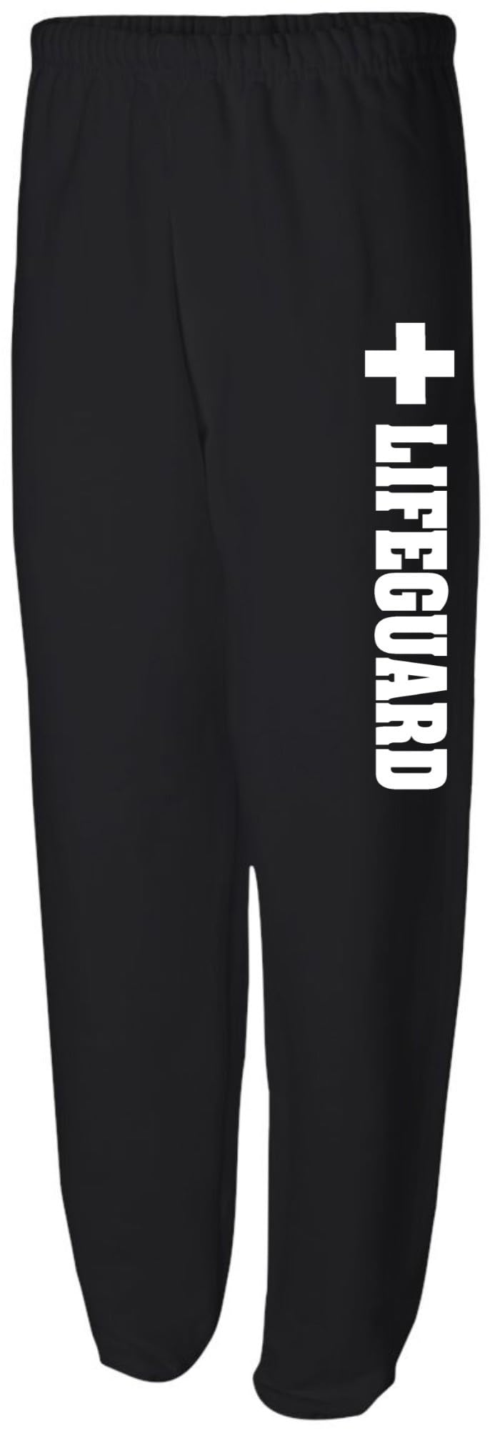 Lifeguard + Cross Side Print Sweatpants | Beach Rescue Water Safety Patrol Athletic Pants for Men & Women