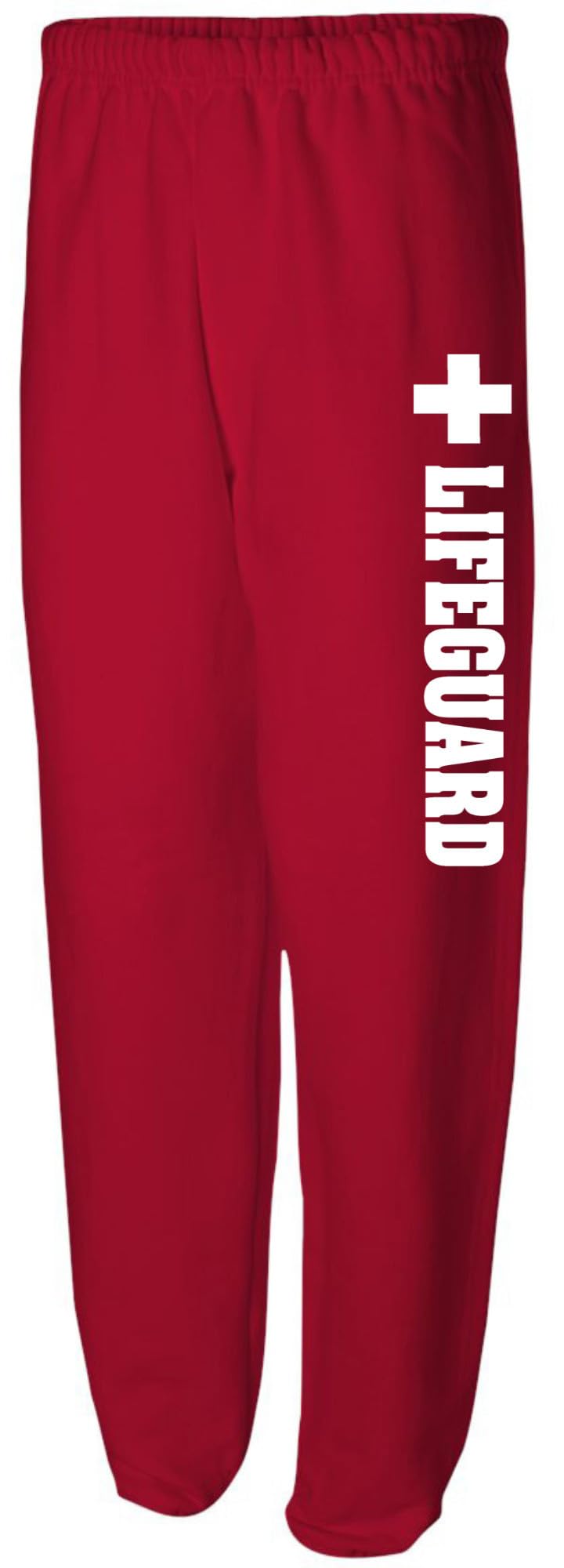 Lifeguard + Cross Side Print Sweatpants | Beach Rescue Water Safety Patrol Athletic Pants for Men & Women