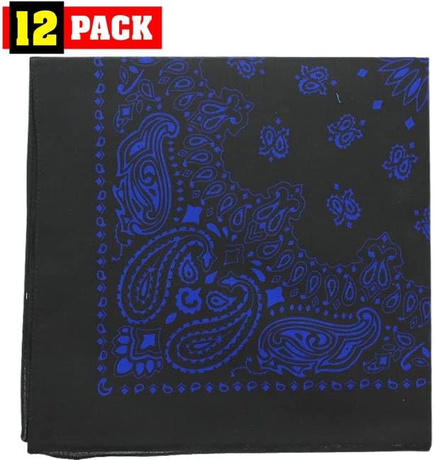 Trainmen Paisley Bandanas Scarf Do-rag Cotton Biker Head Rags Classic Bandanna 22" x 22" (12 Pack)