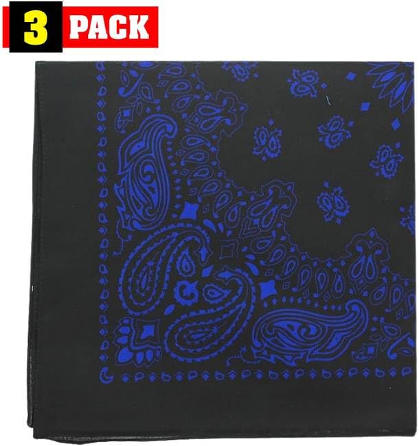 Trainmen Paisley Bandanas Head Scarf Do-rag 100% Cotton Bandanna Head Cover 22" x 22", 3 Pack