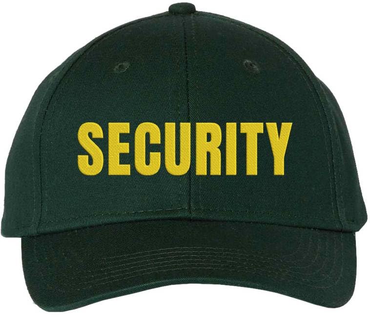 Security Embroidered Baseball Cap | Officer Guard Bouncer Large Text Adjustable Work Hat