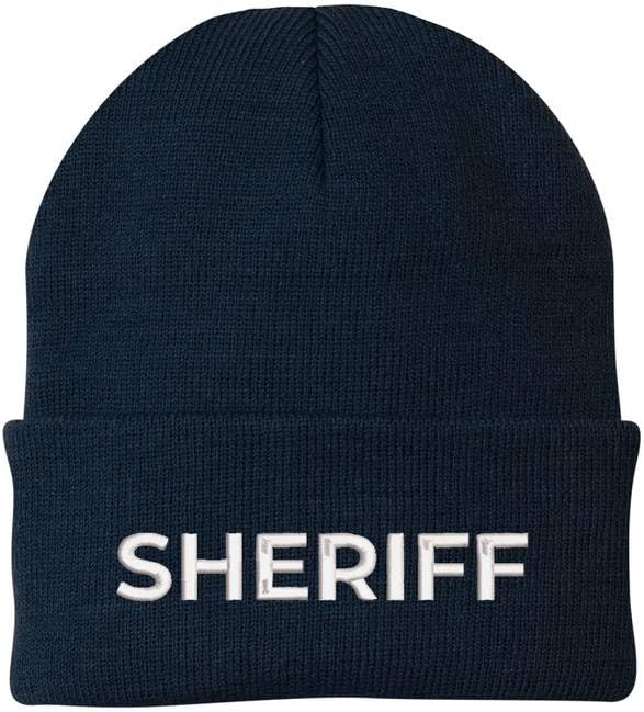 Sheriff Embroidered Beanie Hat USA Army Uniform Police 100% Acrylic Knit Winter Watch Cap