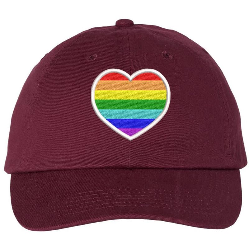 Rainbow Heart Embroidered Dad Hat LGBTQ+ Pride Fashion Gender Neutral Adjustable Baseball Cap