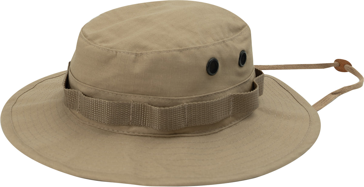 Khaki - Tactical Military Boonie Bucket Hat - 100% Cotton Rip-Stop
