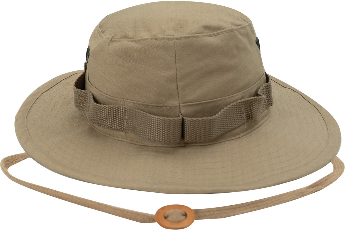Khaki - Tactical Military Boonie Bucket Hat - 100% Cotton Rip-Stop