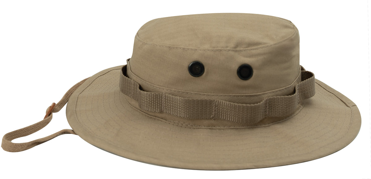 Khaki - Tactical Military Boonie Bucket Hat - 100% Cotton Rip-Stop
