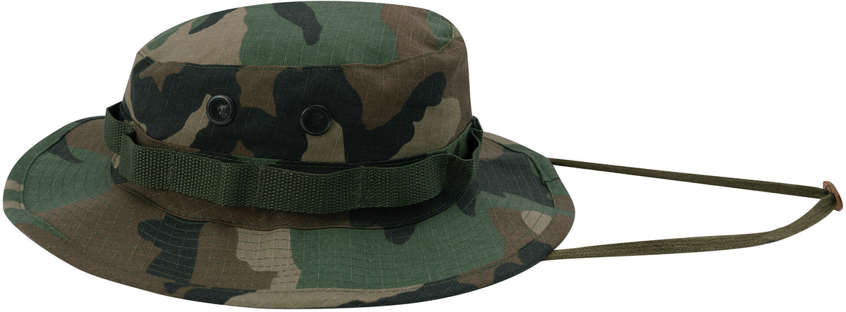 Woodland Camouflage - Tactical Military Boonie Hat - 100% Cotton Rip-Stop