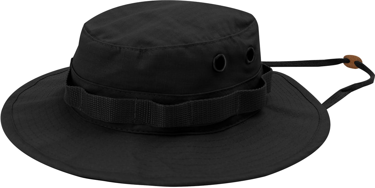 Black - Tactical Military Boonie Bucket Hat - 100% Cotton Rip-Stop