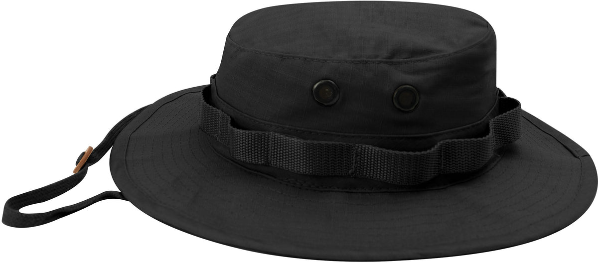Black - Tactical Military Boonie Bucket Hat - 100% Cotton Rip-Stop