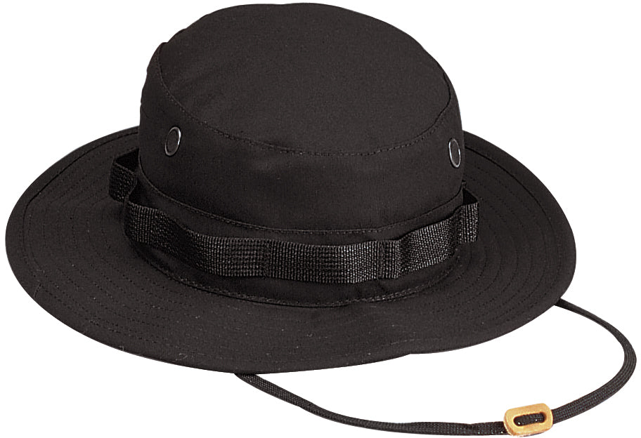 Black - Tactical Military Boonie Bucket Hat - 100% Cotton Rip-Stop
