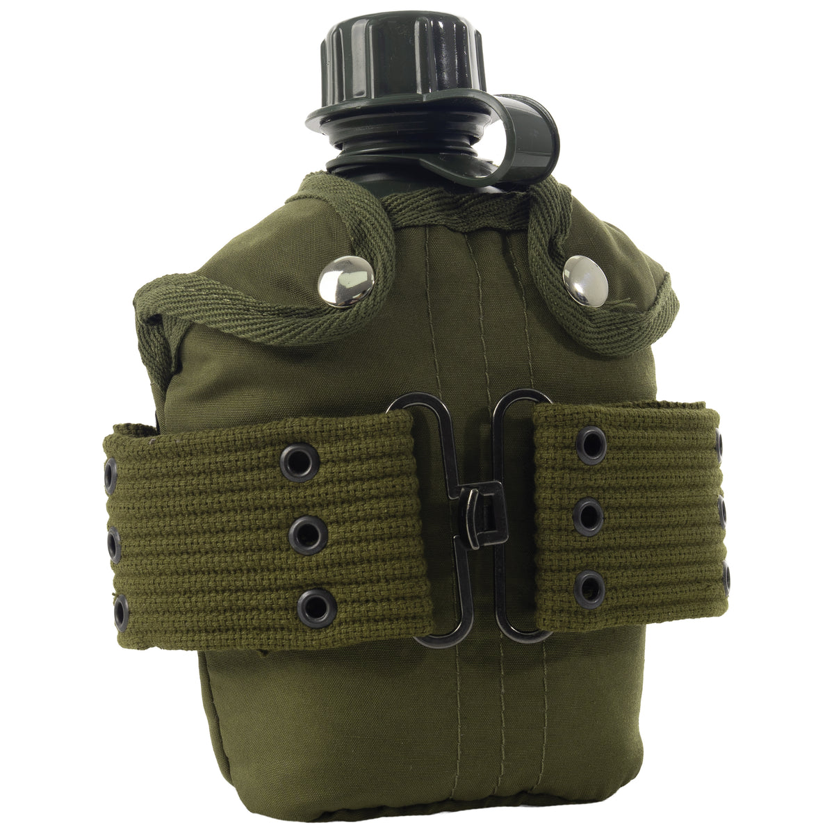 Olive Drab - Military GI Style 1 Quart Plastic Canteen with Pistol Belt Kit