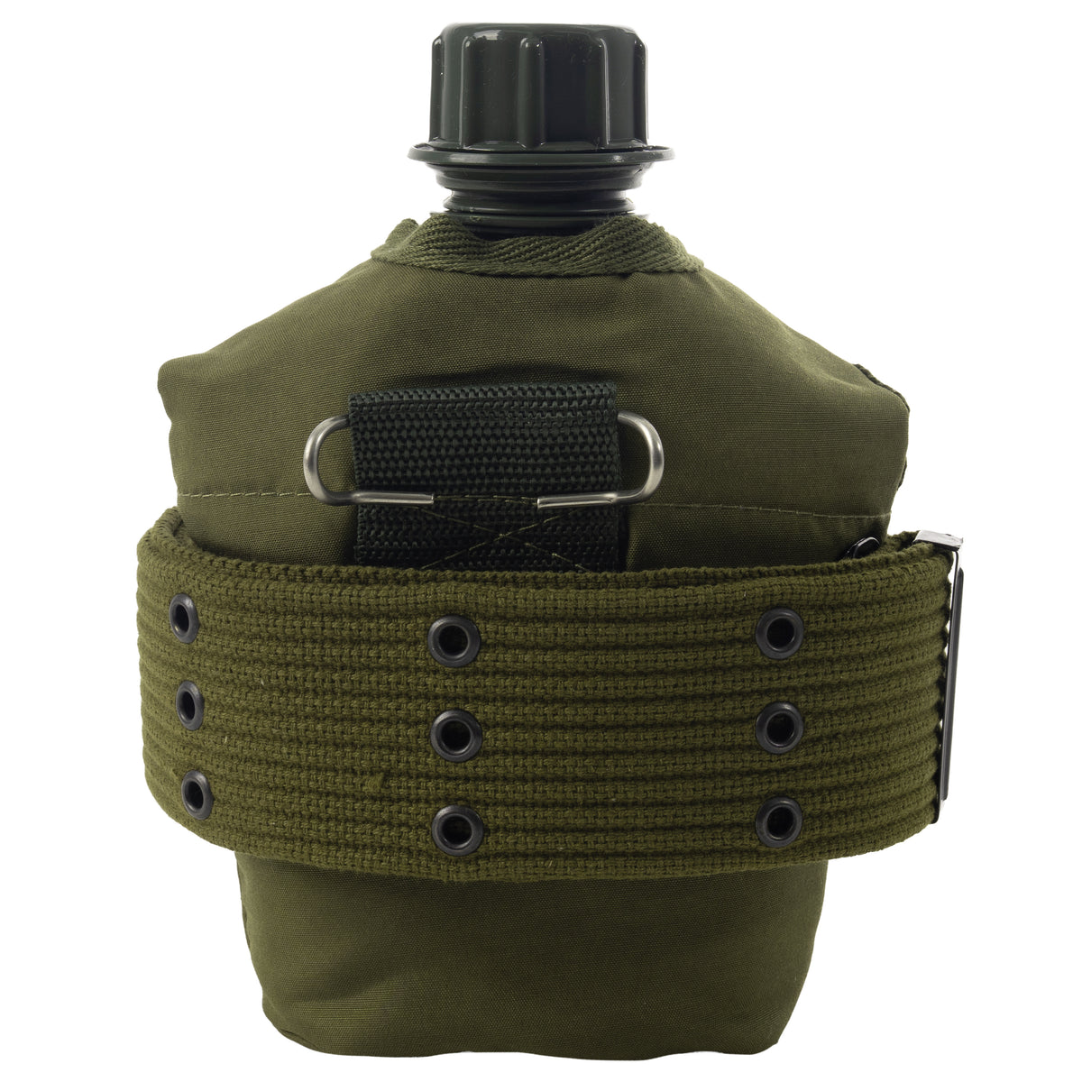 Olive Drab - Military GI Style 1 Quart Plastic Canteen with Pistol Belt Kit
