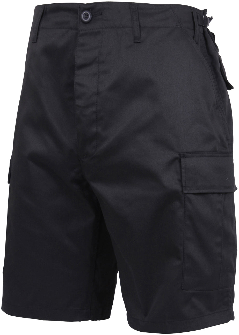 Black - Tactical Cargo BDU Shorts - Polyester Cotton Twill - Zipper Fly