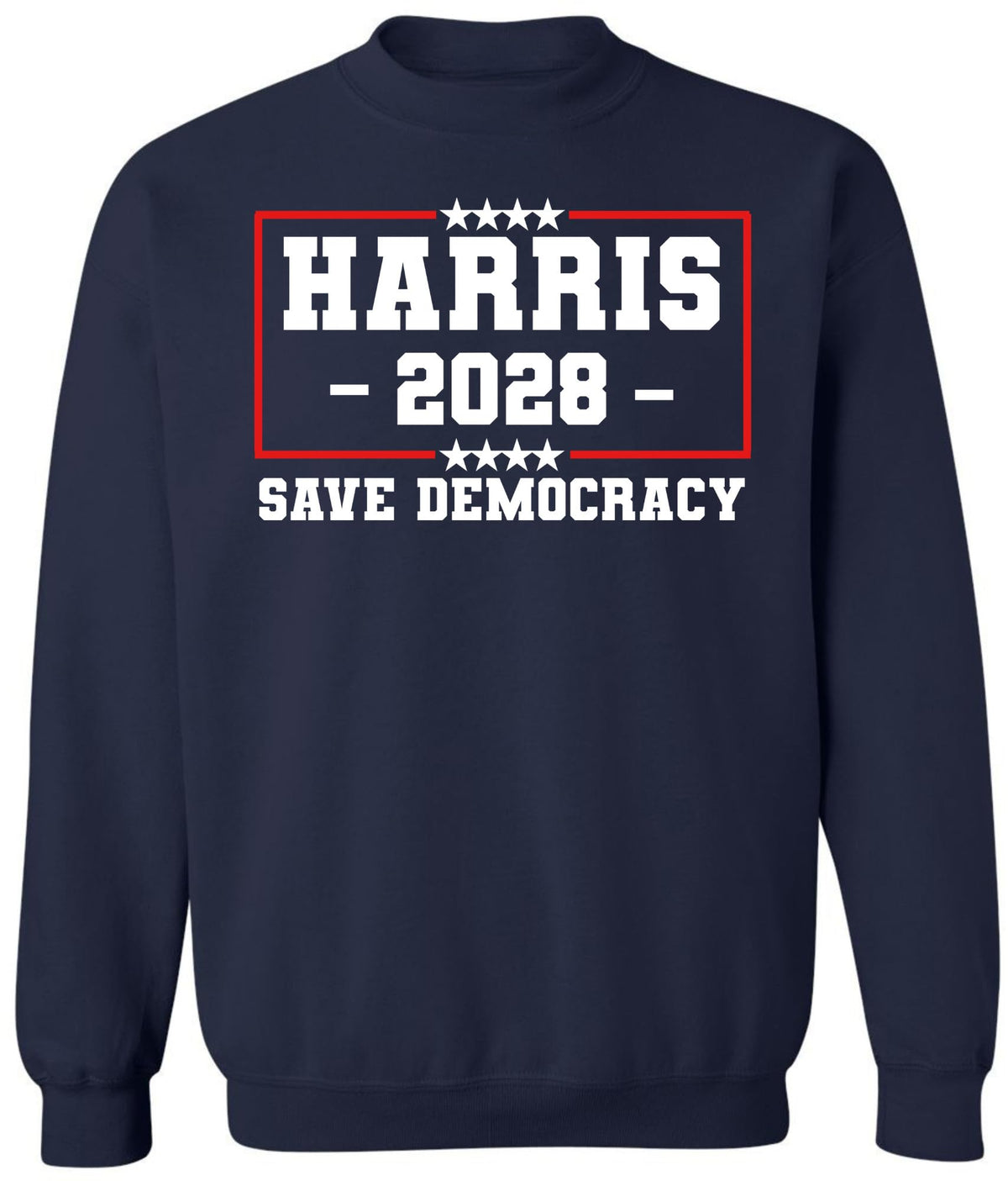 HARRIS 2028 Save Democracy Printed Sweatshirt Political Election Cotton Blend Crewneck Pullover