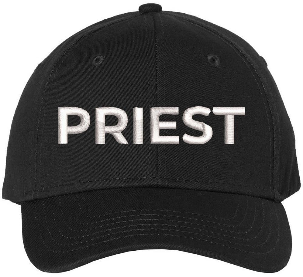 Priest Embroidered Baseball Cap | Text Father Pastor Leader Group Church Trip Structured Cap