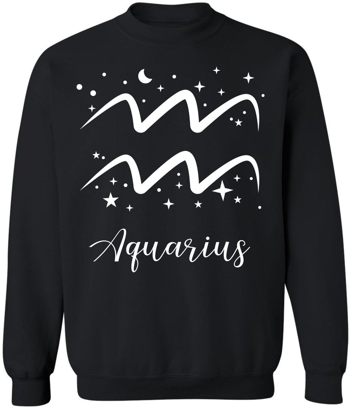 Zodiac Signs Crewneck Sweatshirt | Large Print Astrology Design Horoscope Symbols Sweat Shirt Top, Black