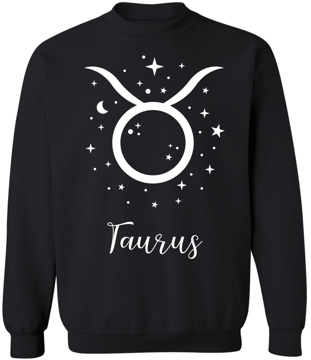 Zodiac Signs Crewneck Sweatshirt | Large Print Astrology Design Horoscope Symbols Sweat Shirt Top, Black