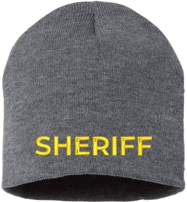 Sheriff Embroidered Skull Cap | 100% Acrylic Knit Police Winter Warm Beanie Hat