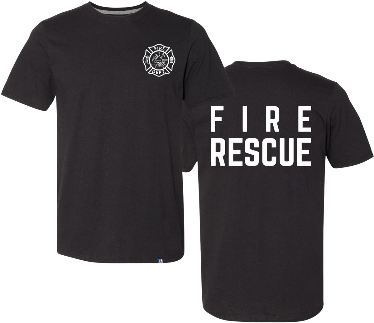 Fire Dept. Fire Rescue Performance T-Shirt | 100% Polyester Firefighter Athletic Double Side Print Tee