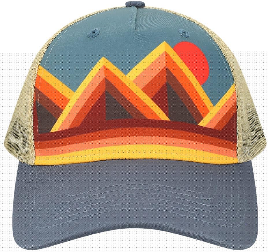 Scenic Nature Landscape Printed Trucker Hat Outdoor Adventure Hiking Camping Fishing Baseball Cap