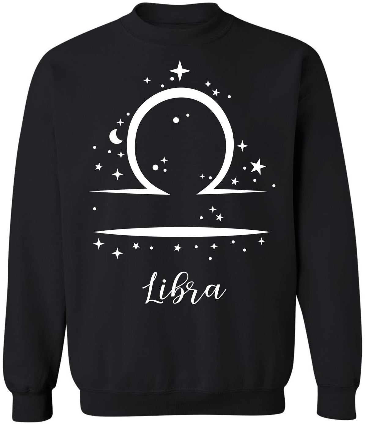 Zodiac Signs Crewneck Sweatshirt | Large Print Astrology Design Horoscope Symbols Sweat Shirt Top, Black