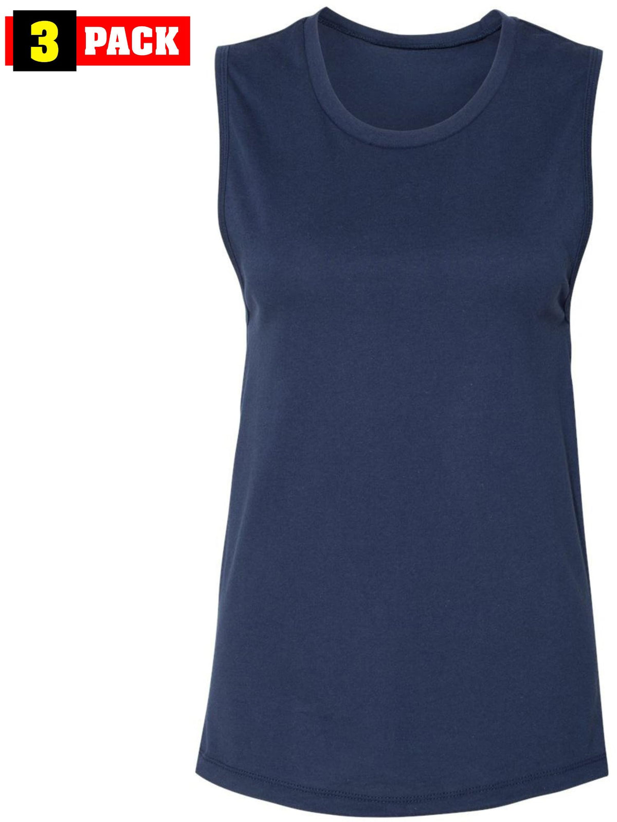 Women's Jersey Muscle Tank Top Shirts | Soft Cotton Relaxed Fit Workout Cami Shirts | Sleeveless Athletic Tanks (3-Pack)