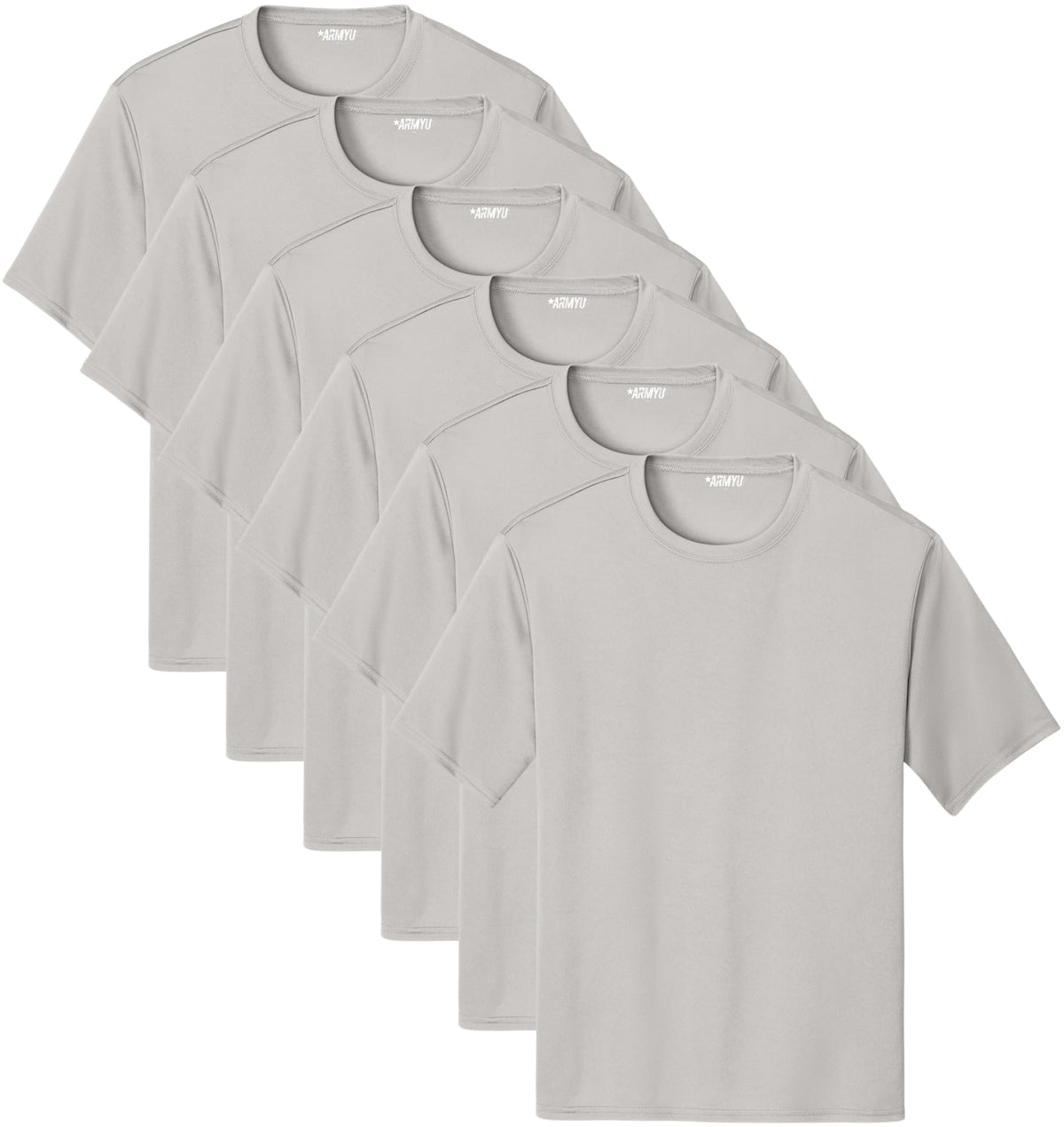 Solid Performance Military Tactical T-Shirts | 100% Polyester Moisture Wicking Crewneck Tee Shirts, 6-Pack