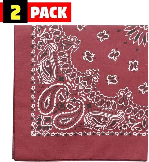 Trainmen Paisley Bandana Head Scarf Do-rag 100% Cotton Bandanna Cover 22" x 22", 2 Pack