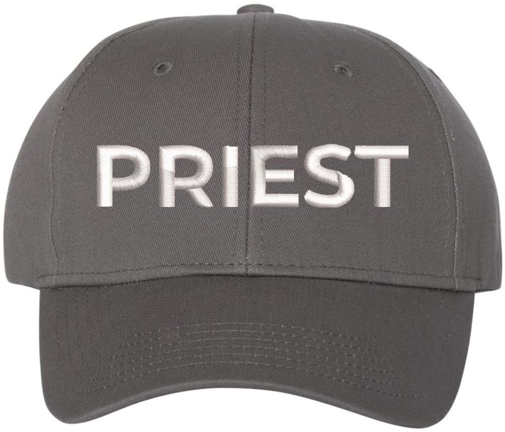 Priest Embroidered Baseball Cap | Text Father Pastor Leader Group Church Trip Structured Cap