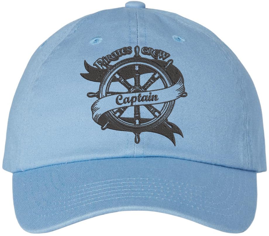Pirates Crew Captain Embroidered Dad Cap - Ship Wheel Sailor Fun Adventure Cotton Unstructured Baseball Hat