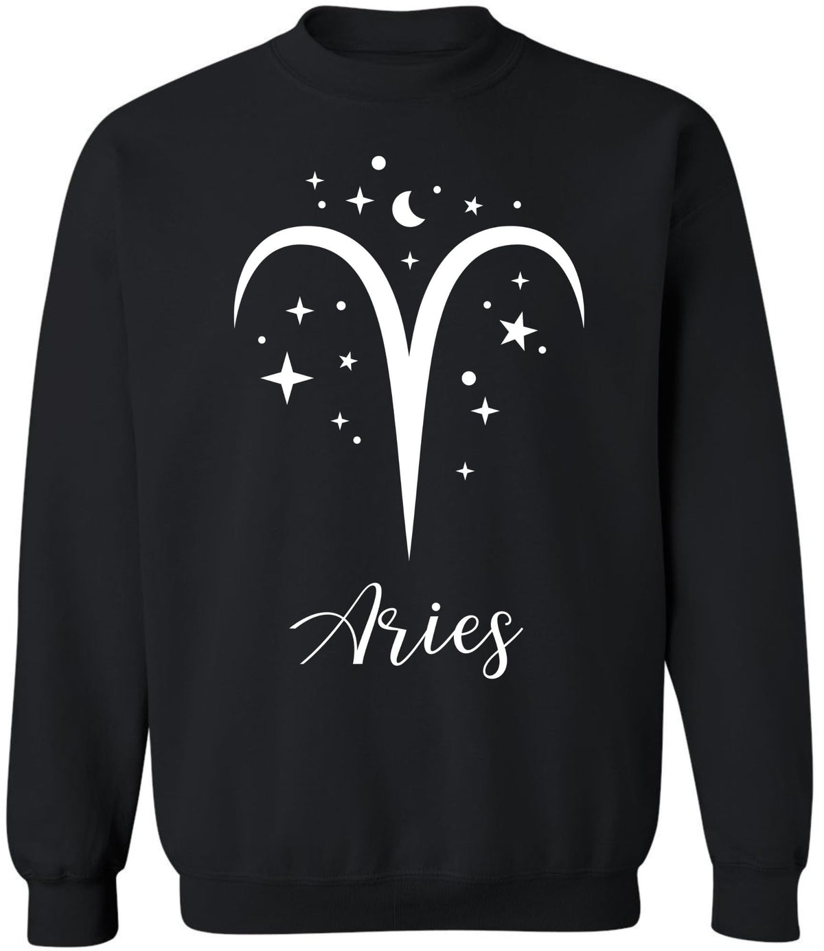 Zodiac Signs Crewneck Sweatshirt | Large Print Astrology Design Horoscope Symbols Sweat Shirt Top, Black