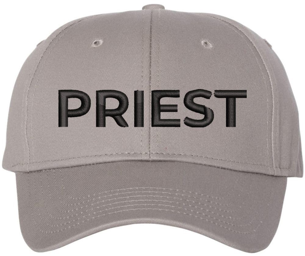 Priest Embroidered Baseball Cap | Text Father Pastor Leader Group Church Trip Structured Cap