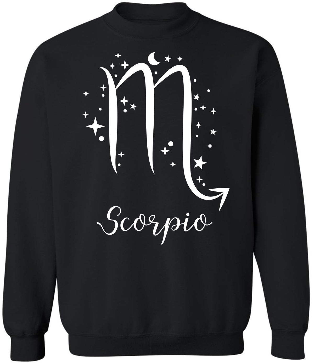 Zodiac Signs Crewneck Sweatshirt | Large Print Astrology Design Horoscope Symbols Sweat Shirt Top, Black