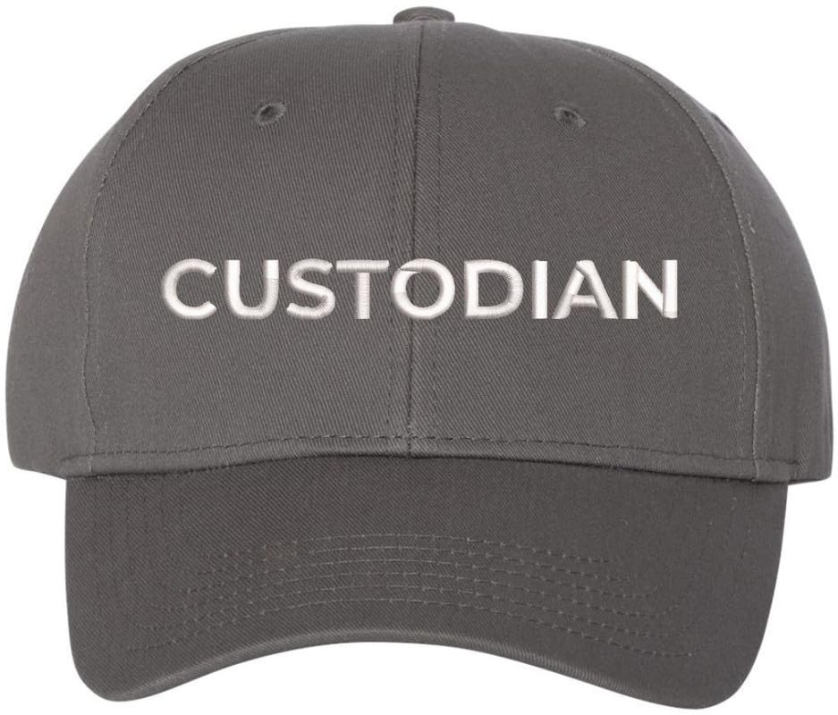 Custodian Embroidered Text Baseball Cap | Cleaning Crew Work Job Maintenance | Structured Hat