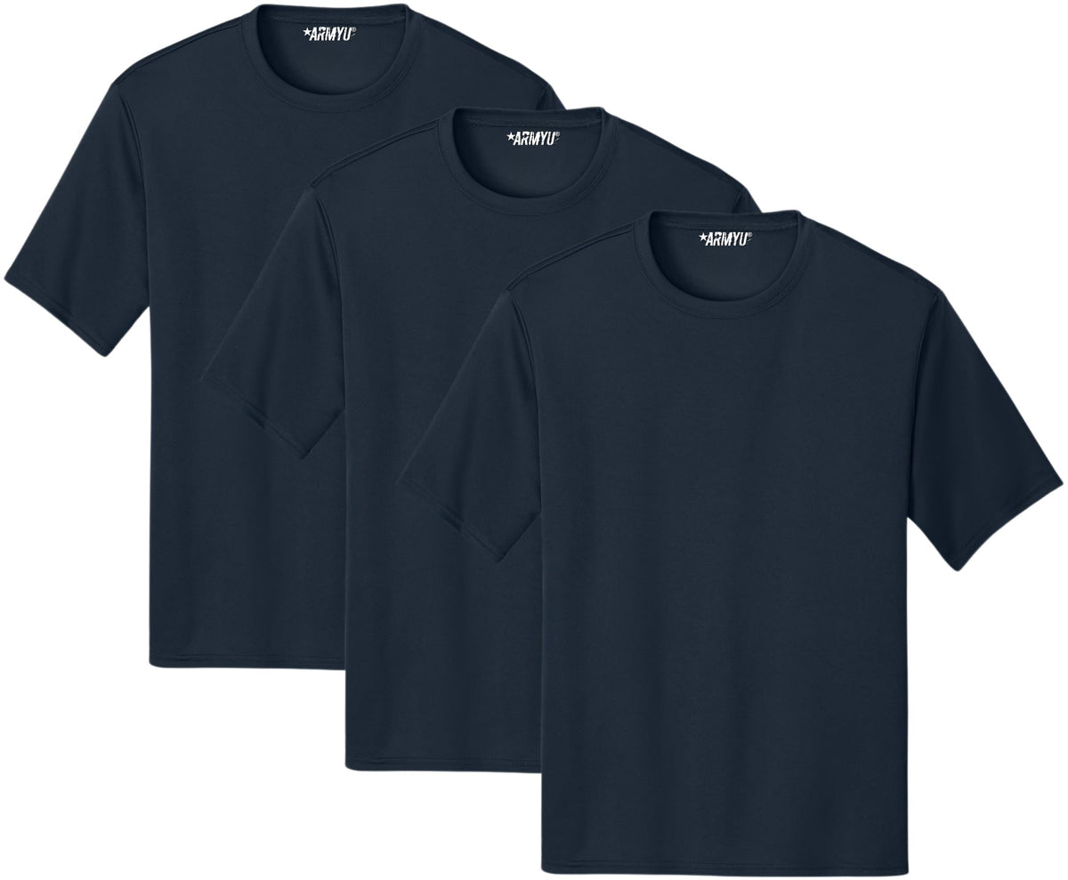 Solid Performance Military Tactical T-Shirts | 100% Polyester Moisture Wicking Tee Shirts, 3-Pack