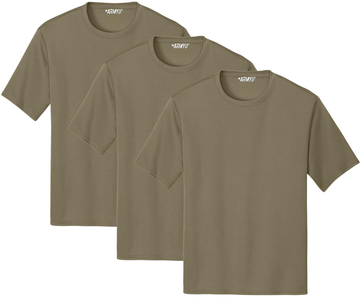 Solid Performance Military Tactical T-Shirts | 100% Polyester Moisture Wicking Tee Shirts, 3-Pack