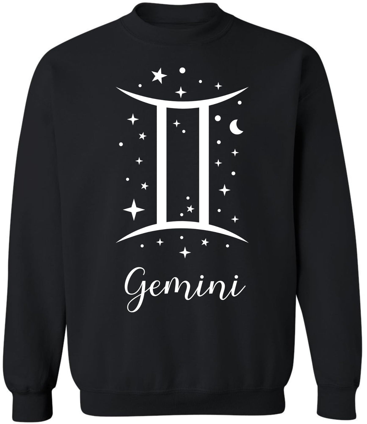 Zodiac Signs Crewneck Sweatshirt | Large Print Astrology Design Horoscope Symbols Sweat Shirt Top, Black