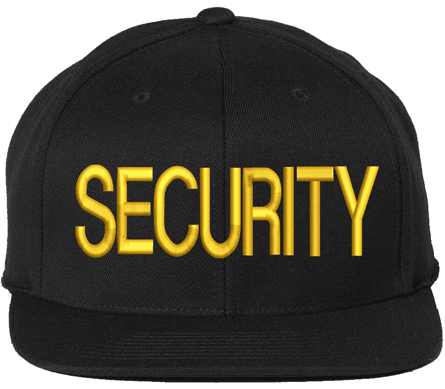 Premium SECURITY Snapback Hat | Large Embroidery Adjustable Flat Bill Cap for Security Officers & Guards