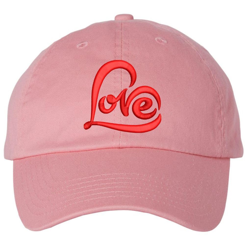 Love Heart Text Embroidered Hat | Mom Girlfriend Loved One Valentines Day Adjustable, Unstructured Dad Cap