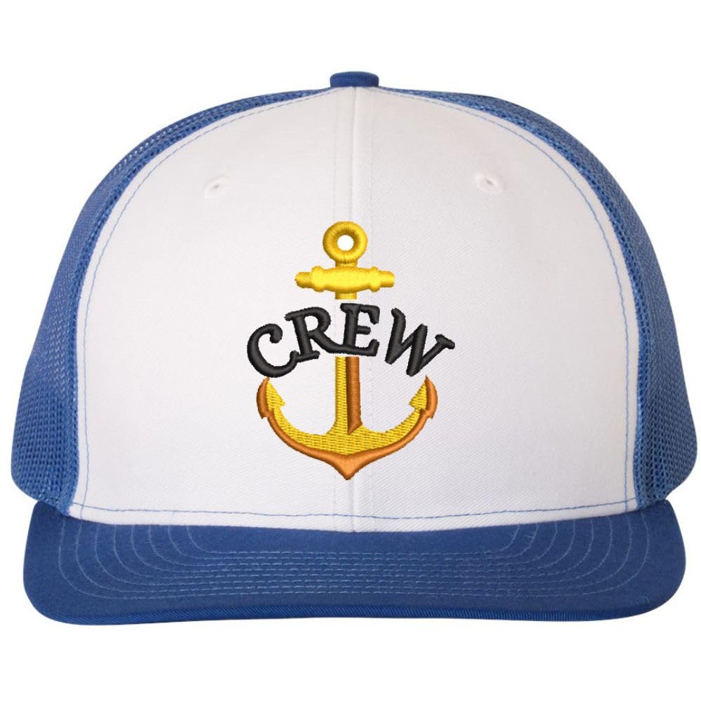 Captain First Mate & Crew Embroidered Trucker Hat - Navy - Mesh Snapback