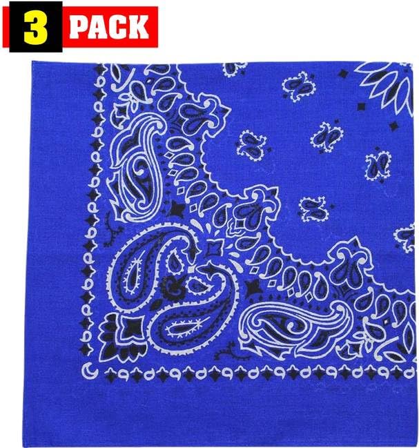 Trainmen Paisley Bandanas Head Scarf Do-rag 100% Cotton Bandanna Head Cover 22" x 22", 3 Pack